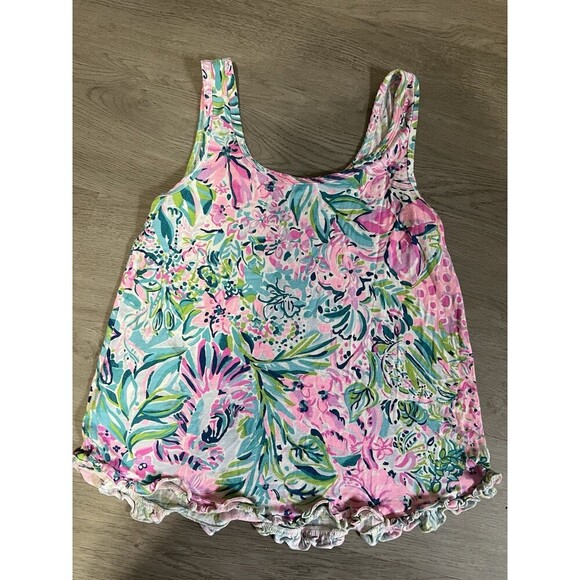 Lilly Pulitzer Ruffle PJ Tank Women's XXS Pajamas Top Sleeveless - Picture 6 of 6